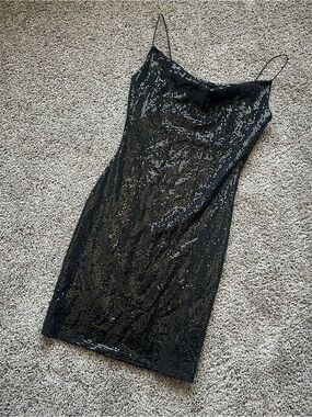 Timing Black Sequin Mini Dress
